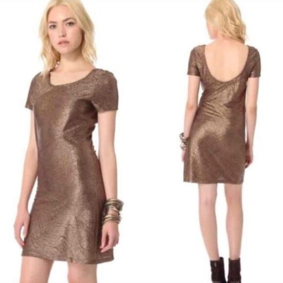 Free People Metallic Bronze/Gold Shimmer Mini dress or Tunic (Size S) - Picture 10 of 10
